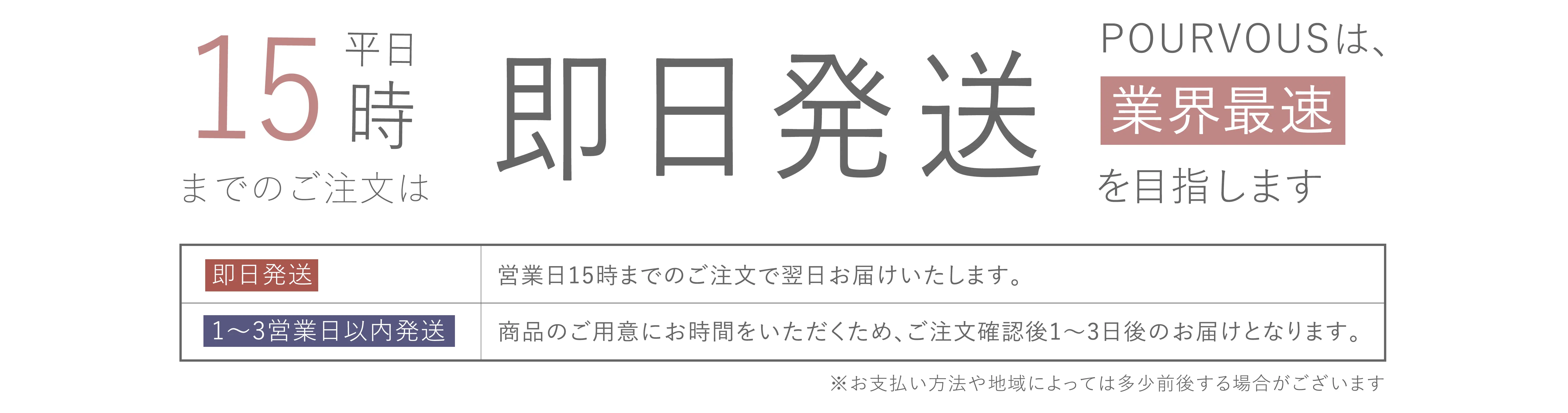 15時までのご注文は即日発送