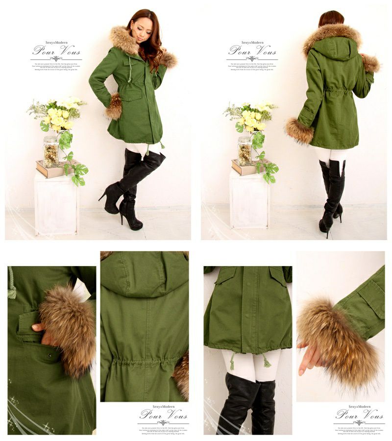 ミリタリーテイスト ラクーンファー コート