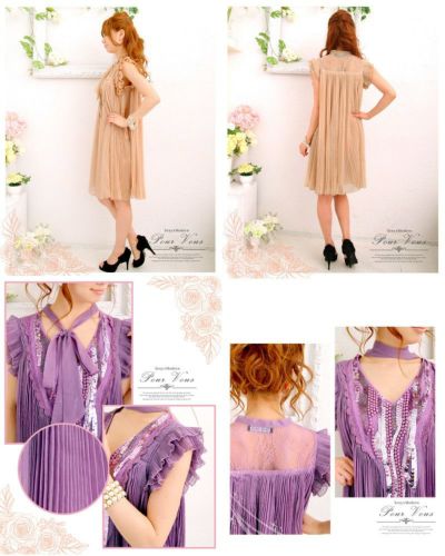 アコーディオンプリーツ スパンコール ドレスワンピース