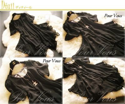 デコルテ プリーツ ワンピース ブラック