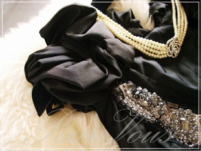 花柄 シルク パーティドレス ブラック