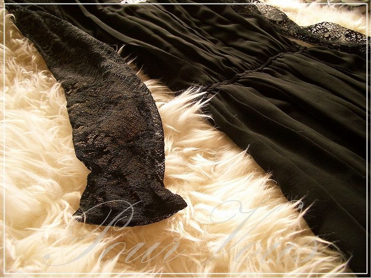 花柄レース シルク フリル ワンピース