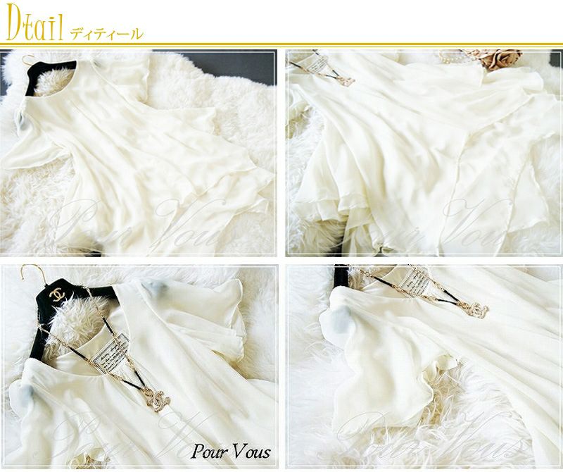 フリル シフォン ワンピース Aライン