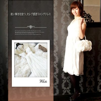 シルク ロングドレス ホワイト