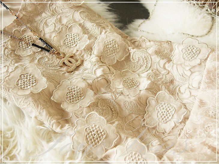 ノースリーブ 花柄 レース チュニックワンピース