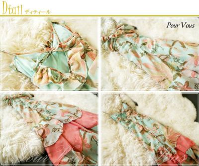 花柄 シフォン マキシ丈ワンピース