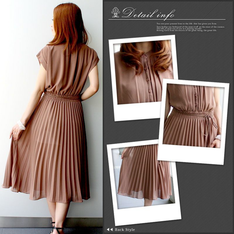 ブリーツ ロングワンピースドレス