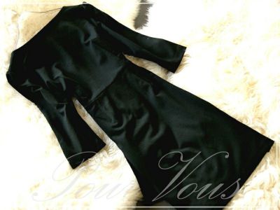 ビジュー 七分袖 ワンピースドレス