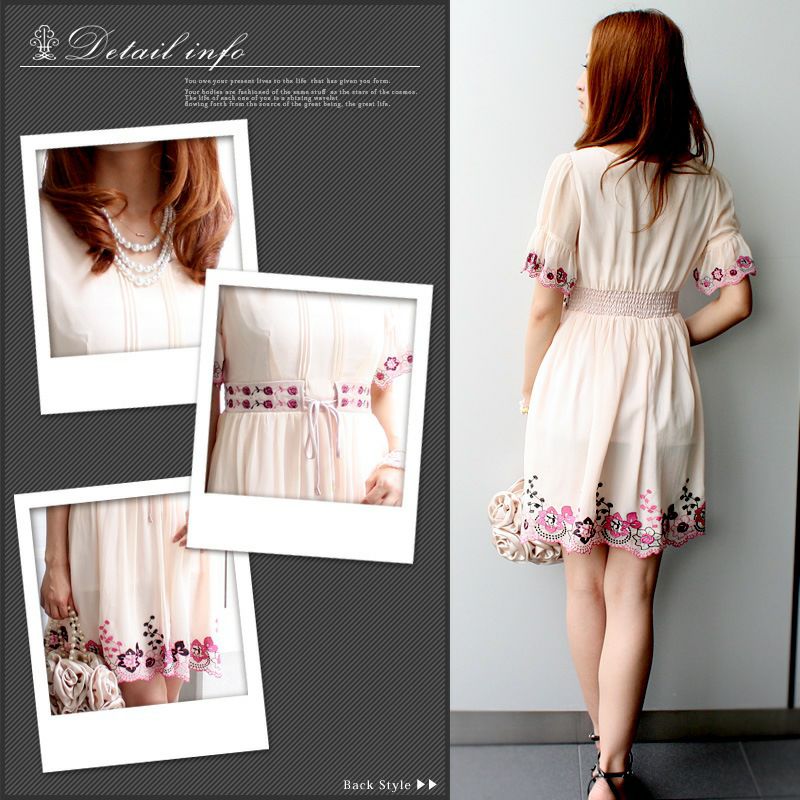 シフォン プリーツ ワンピースドレス