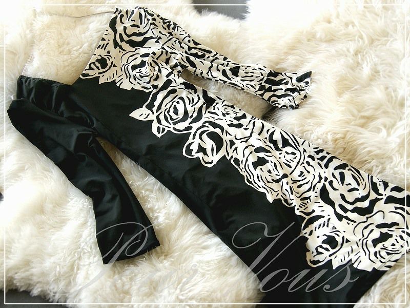 プリーツ ゼブラ柄 ワンピースドレス ブラック