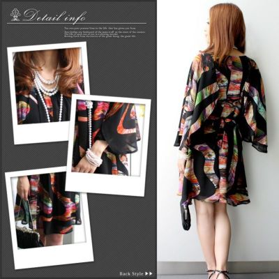 シフォン シルク混 ワンピース ブラック