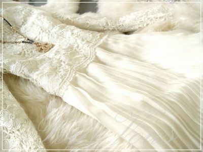 レース プリーツ ワンピースドレス