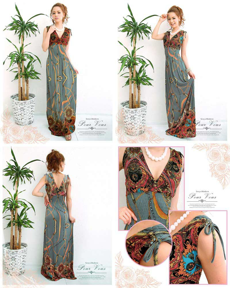 プリント マキシ丈 ワンピース