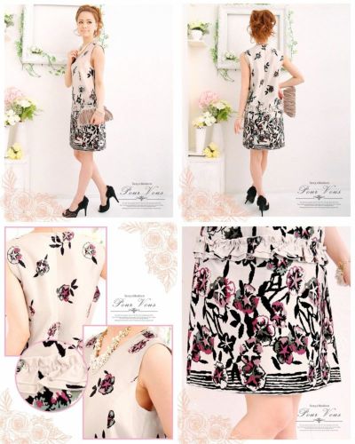 ボックスシルエット フラワープリント ワンピース