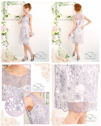 花柄 総レース ドレス