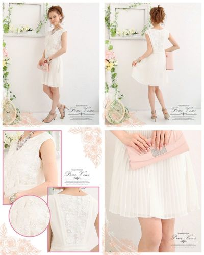 花柄レース プリーツ ドレスワンピース