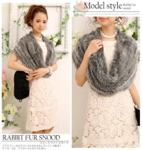 ラビットファー スヌード グレー