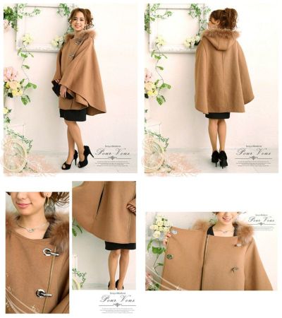 ラクーンファー カシミヤ生地 ケープ