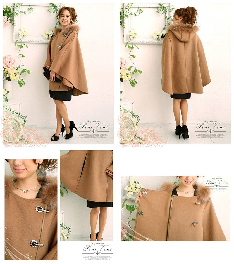 ラクーンファー カシミヤ生地 ケープ