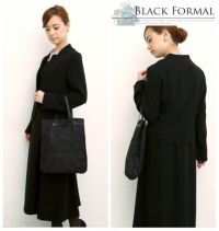 レースデザインアンサンブル風ロング丈ブラックワンピ