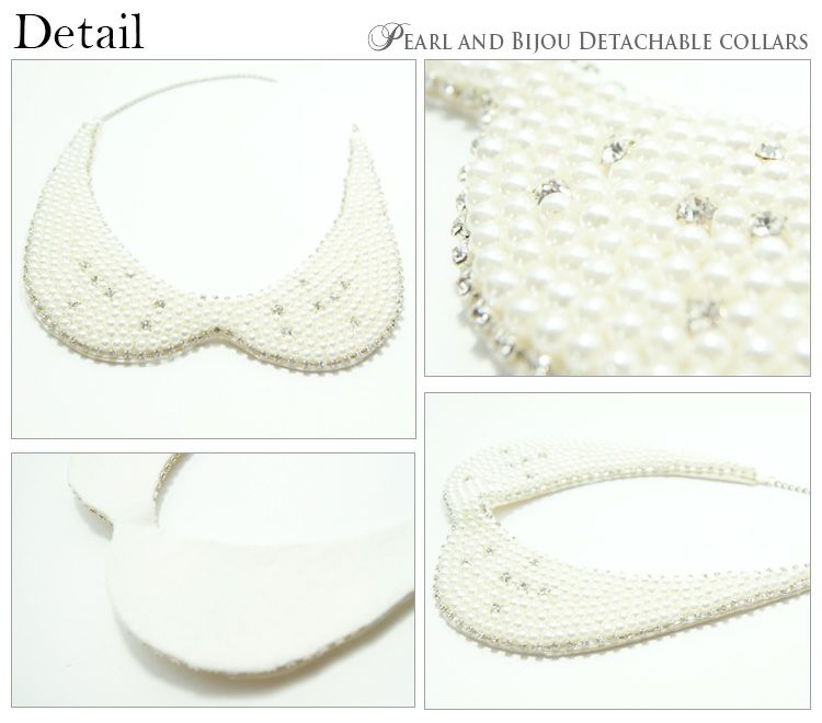 パール ビジュー ネックレス調 付け襟