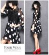 ドット柄 レース シフォン ワンピース