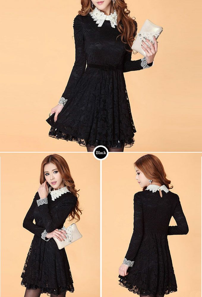 花柄レース スパンコール ドレスワンピース