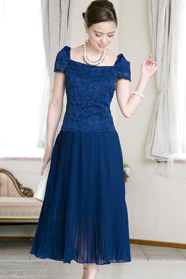 【新品未使用】プールヴー　レース＆プリーツロングドレス ワンピース　結婚式　4L 楽天市場】【40%OFF 8/12 14:00まで】レース＆プリーツ ロング