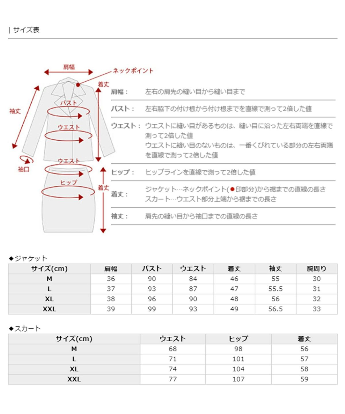 サイズ表