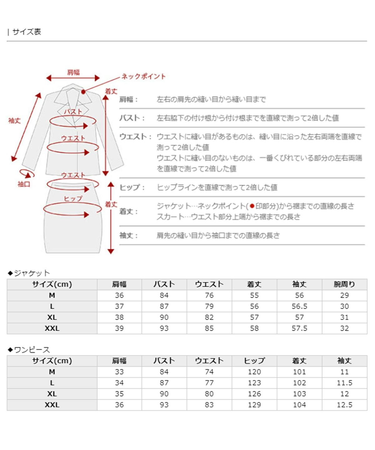 サイズ表