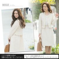 花びらのようなシルエットのノーカラフラワースーツ