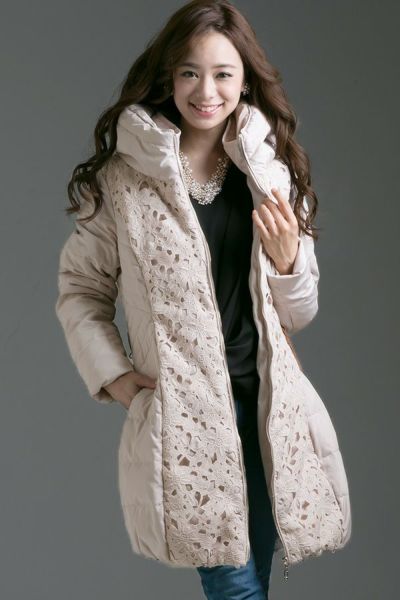 クロシェレースダウンコート