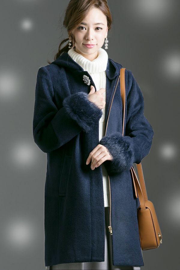 ビジューブローチ2WAYコート