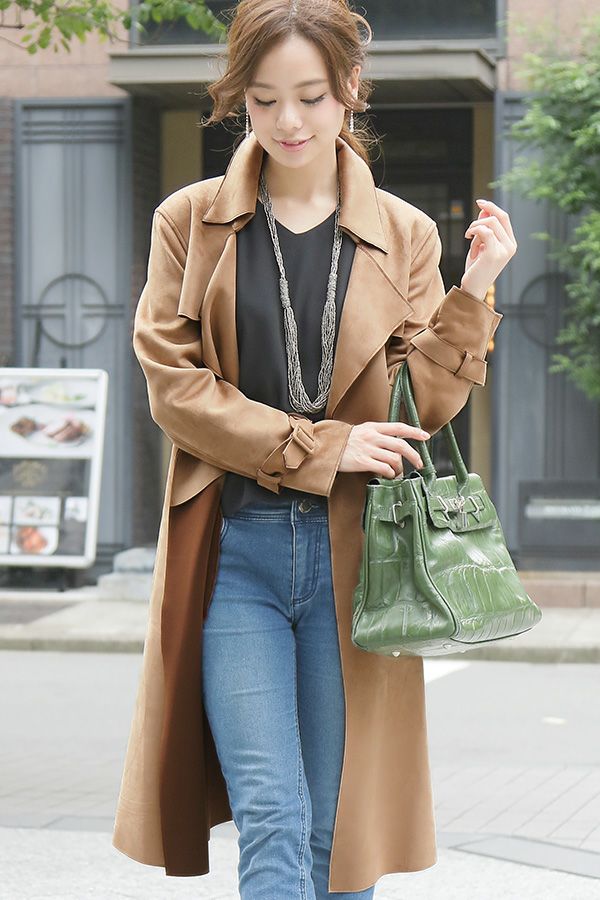 フェイクスエードトレンチコート