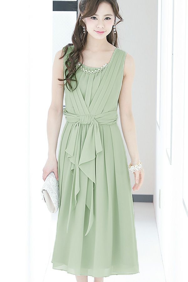 プリーツ＆ギャザーシフォンドレス