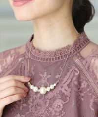 パール&ストーンネックレス