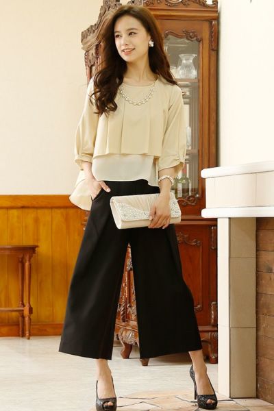 プリーツトップスガウチョセットアップ