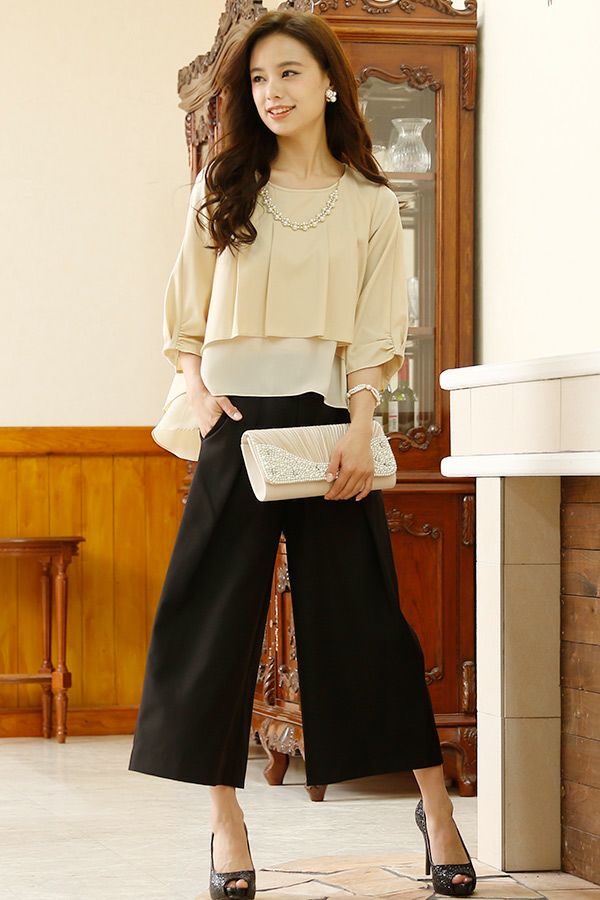 プリーツトップスガウチョセットアップ