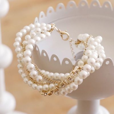 ラインストーン＆パールブレスレット