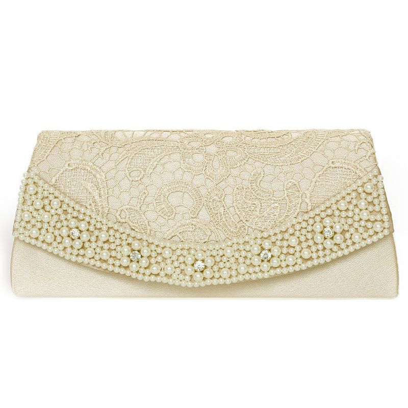 パール＆レースクラッチバッグ