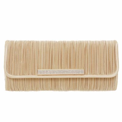 ビジュー＆プリーツクラッチバッグ