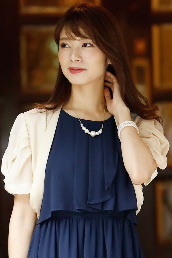 ツイストドレープバックレースボレロ