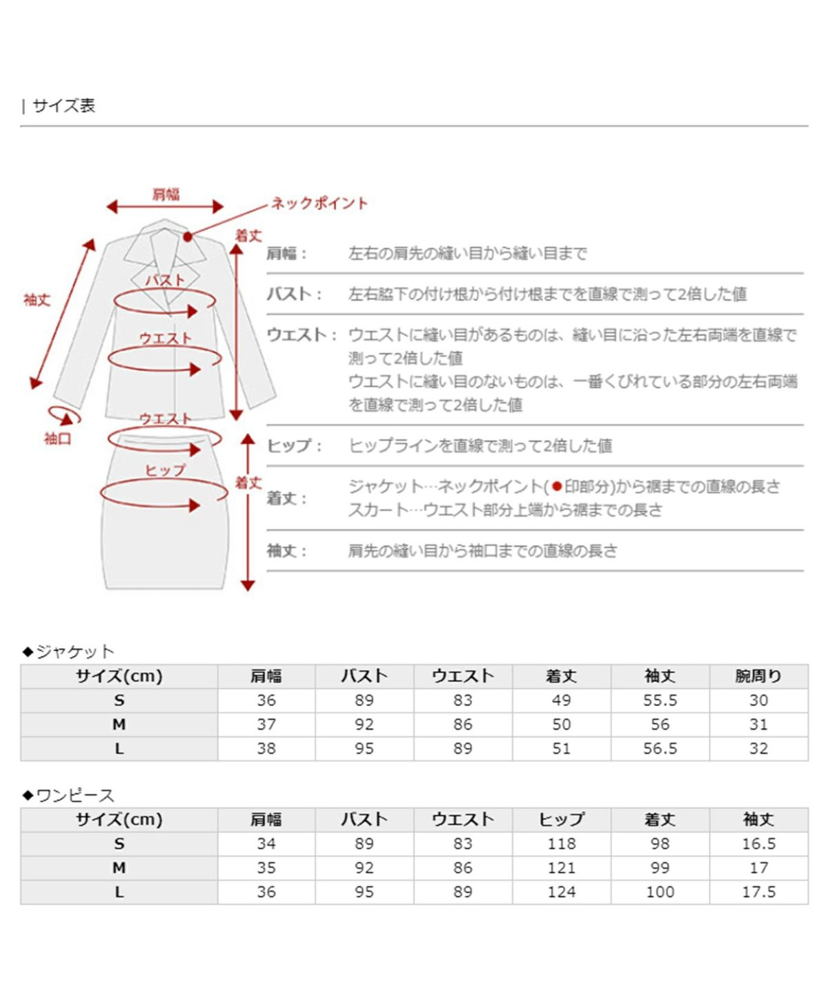 サイズ表