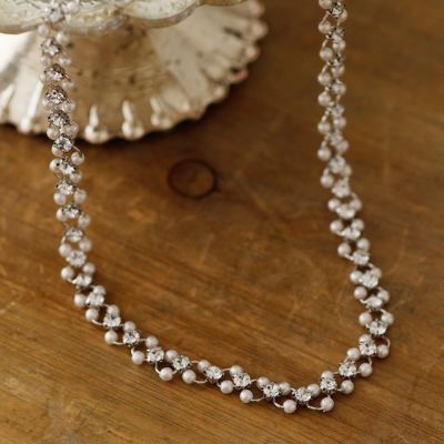 ビジュー＆パールリングネックレス