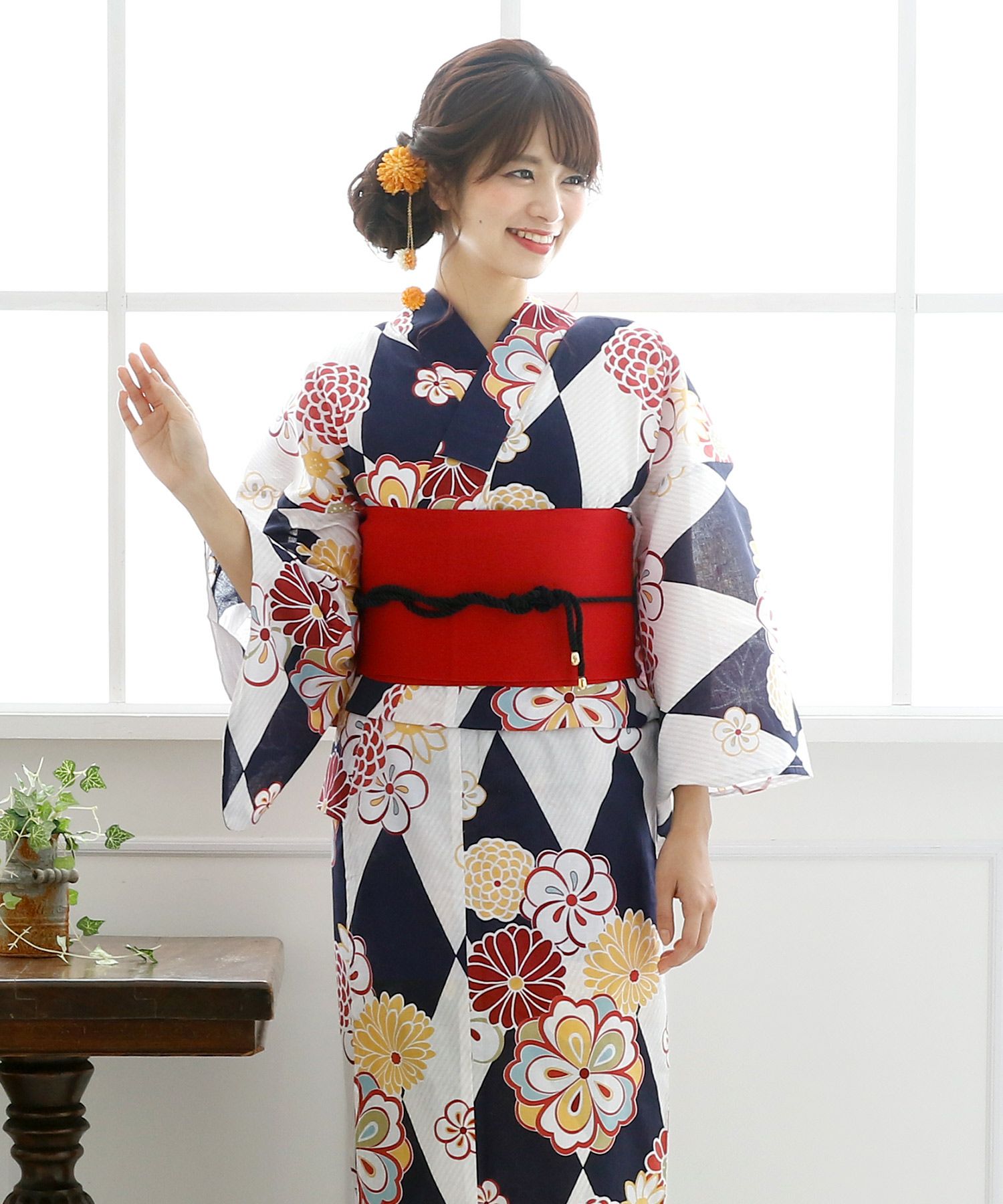 花浪漫　浴衣4点セット（半帯）