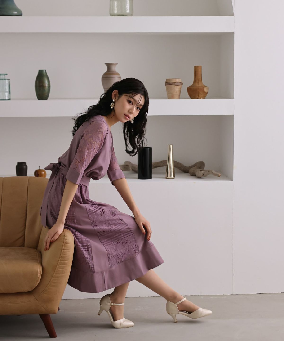 Pour Vous バックプリーツ＆レースリボンドレス（3585） XL バックプリーツ＆レースリボンドレス｜PourVous