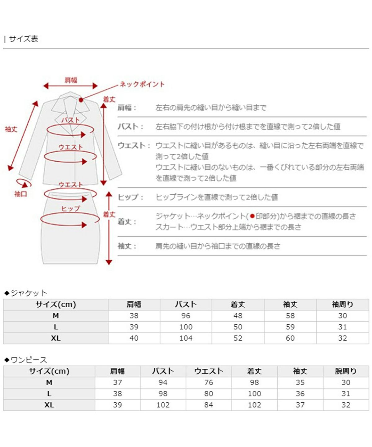 サイズ表