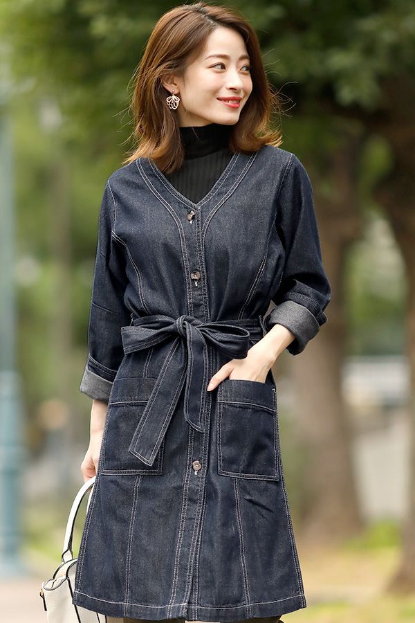 ノーカラーデニムジャケット