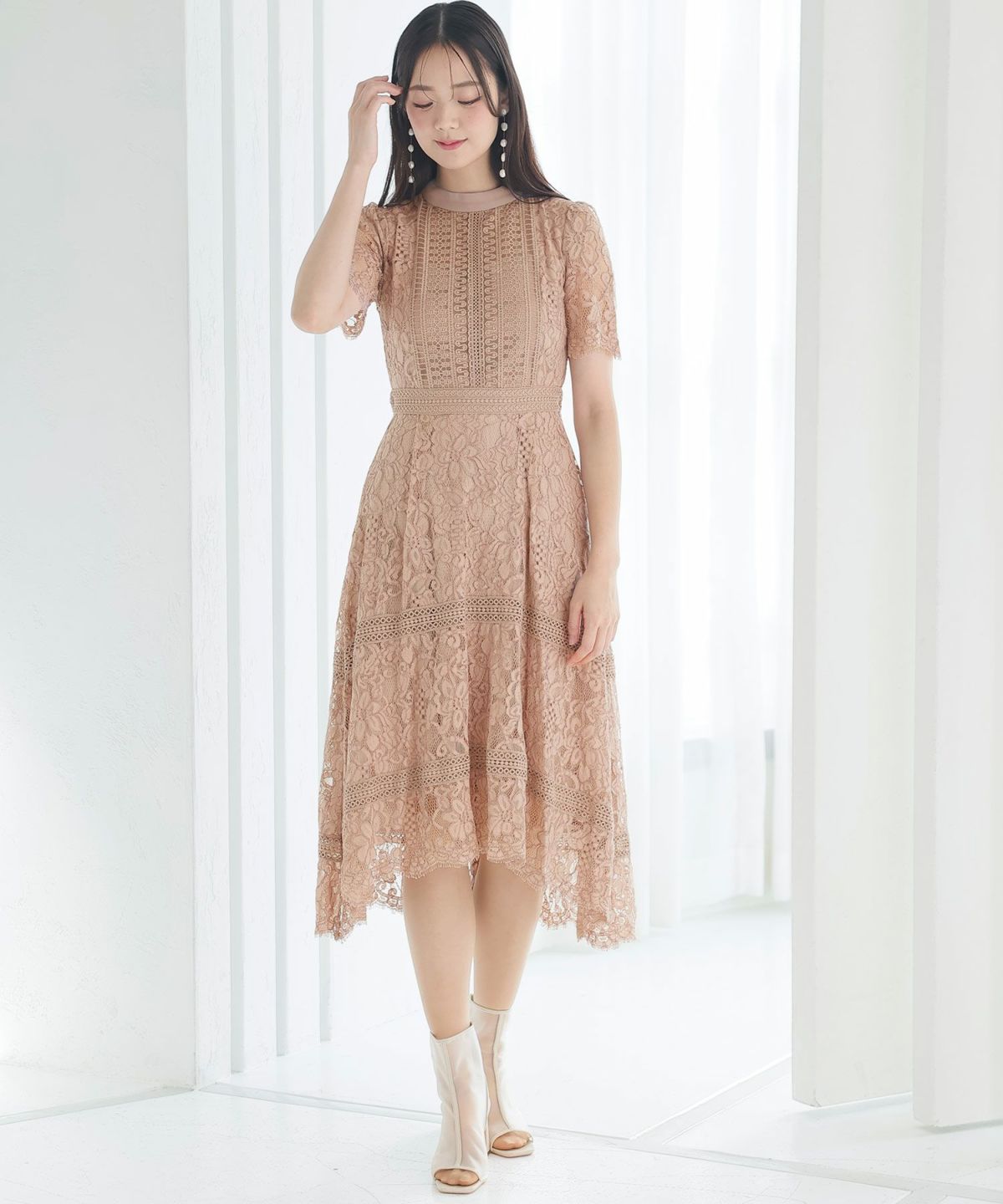 PourVous 総レースドレス バックフィッシュテール フィッシュテールオールレースドレス｜PourVous