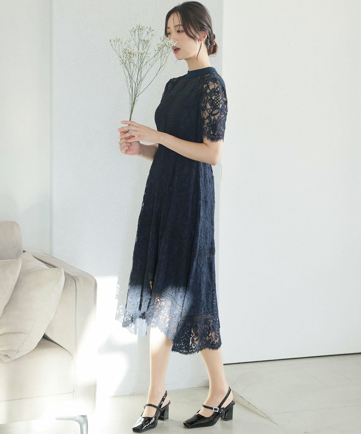 【PourVous】フィッシュテールオールレースドレス フィッシュテールオールレースドレス｜PourVous